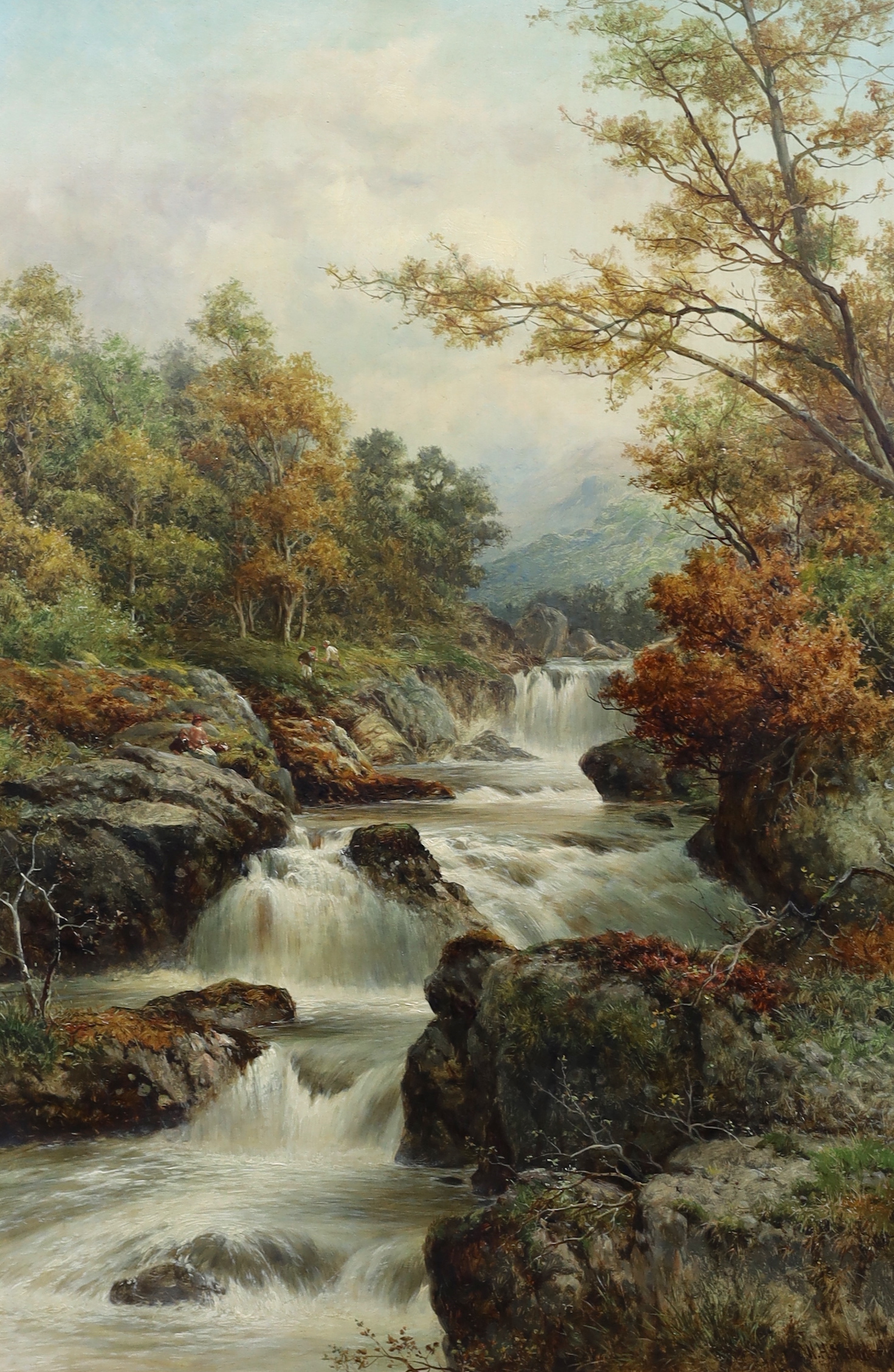 William Henry Mander (British, 1850-1922), 'Falls on the Llugy in Low Capel Curig, N. Wales, Autumn', oil on canvas, 76 x 51cm